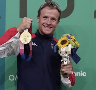 Med gullmedaljen i triatlon fra OL i Tokyo har Kristian Blummenfelt nådd et av sine store mål. Foto: Geir Owe Fredheim.