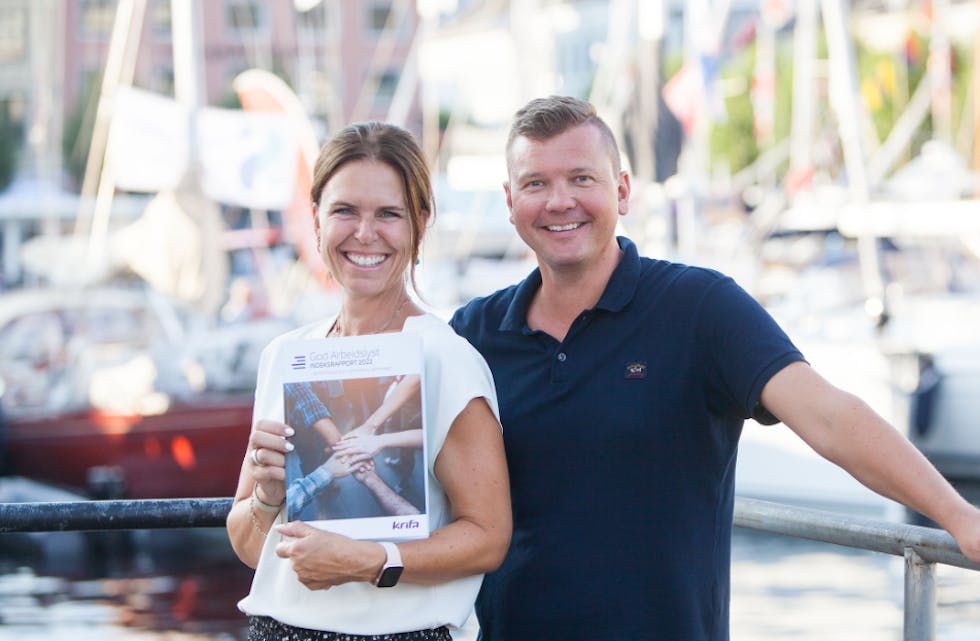 Kristin Fjellman, daglig leder i Krifa Norge, og Joachim Dagenborg, kommunikasjonssjef i SMB Norge 